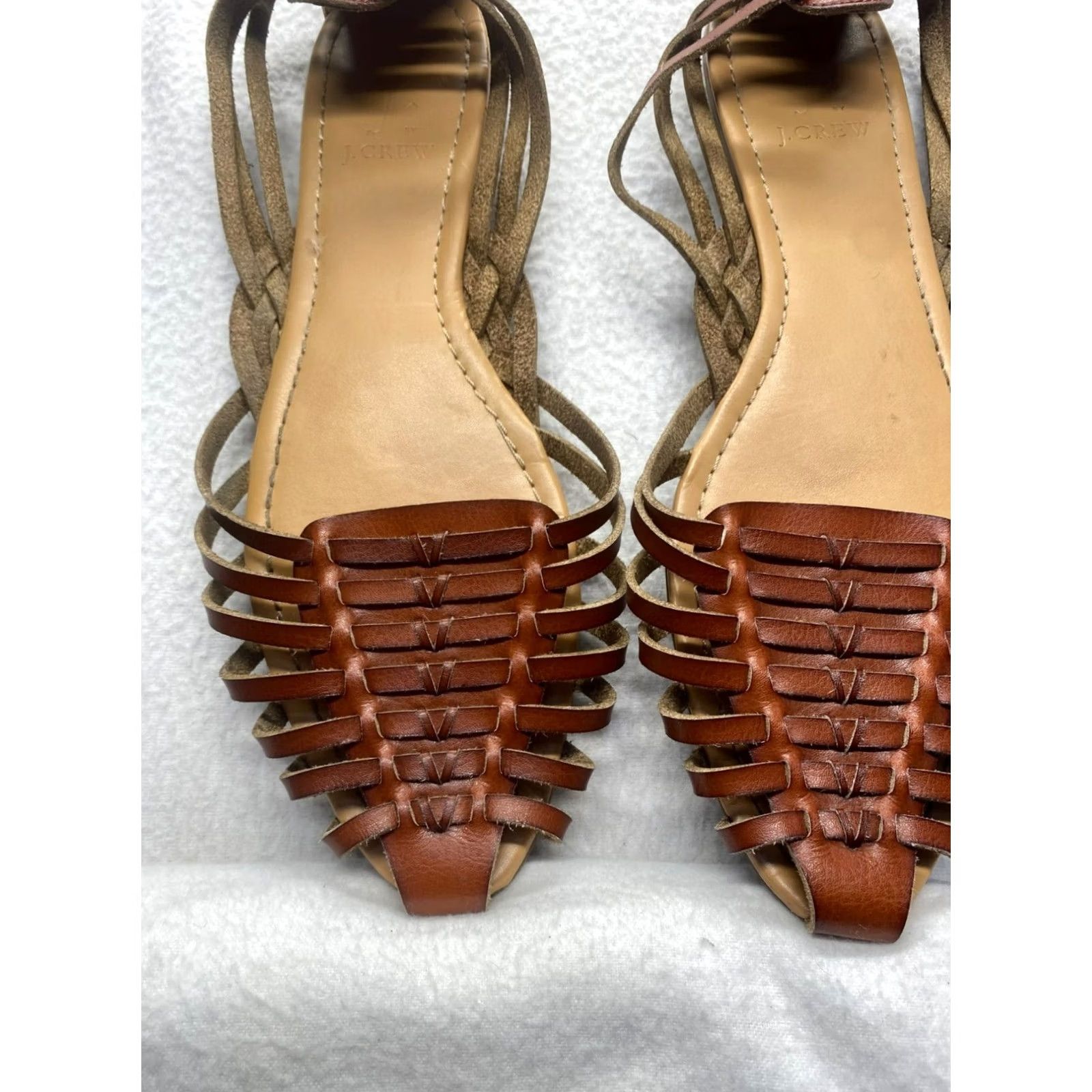 J.Crew J. Crew Womens Sandals Tan Brown Strappy Leather Slip-On Open Toe 11 Good Size US 11 / IT 41 - 3 Thumbnail