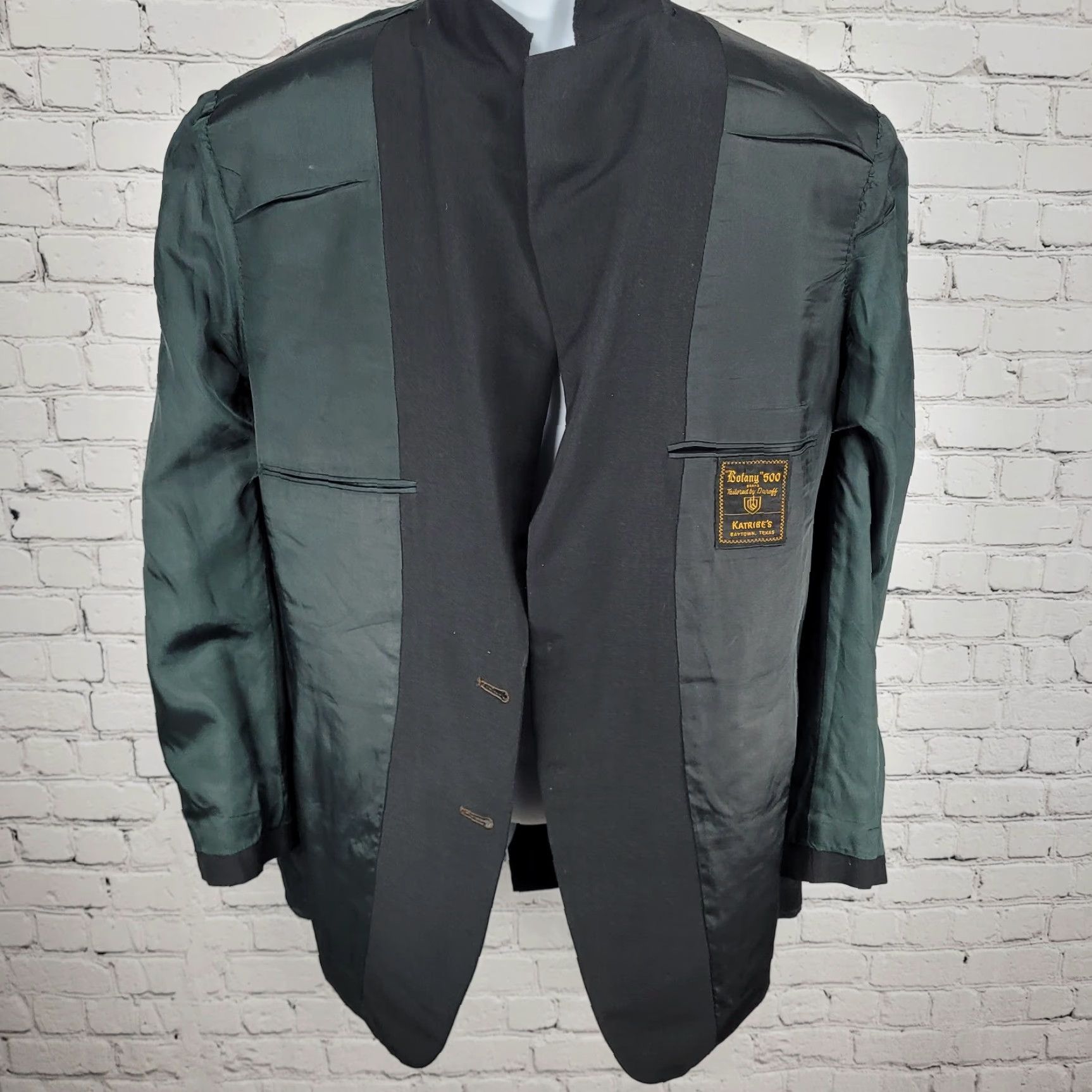 Vintage VTG Botany 500 Tailored By Daroff Black 2 Button Notch Blazer Sport Coat USA 46R Mens Size 46R - 7 Thumbnail