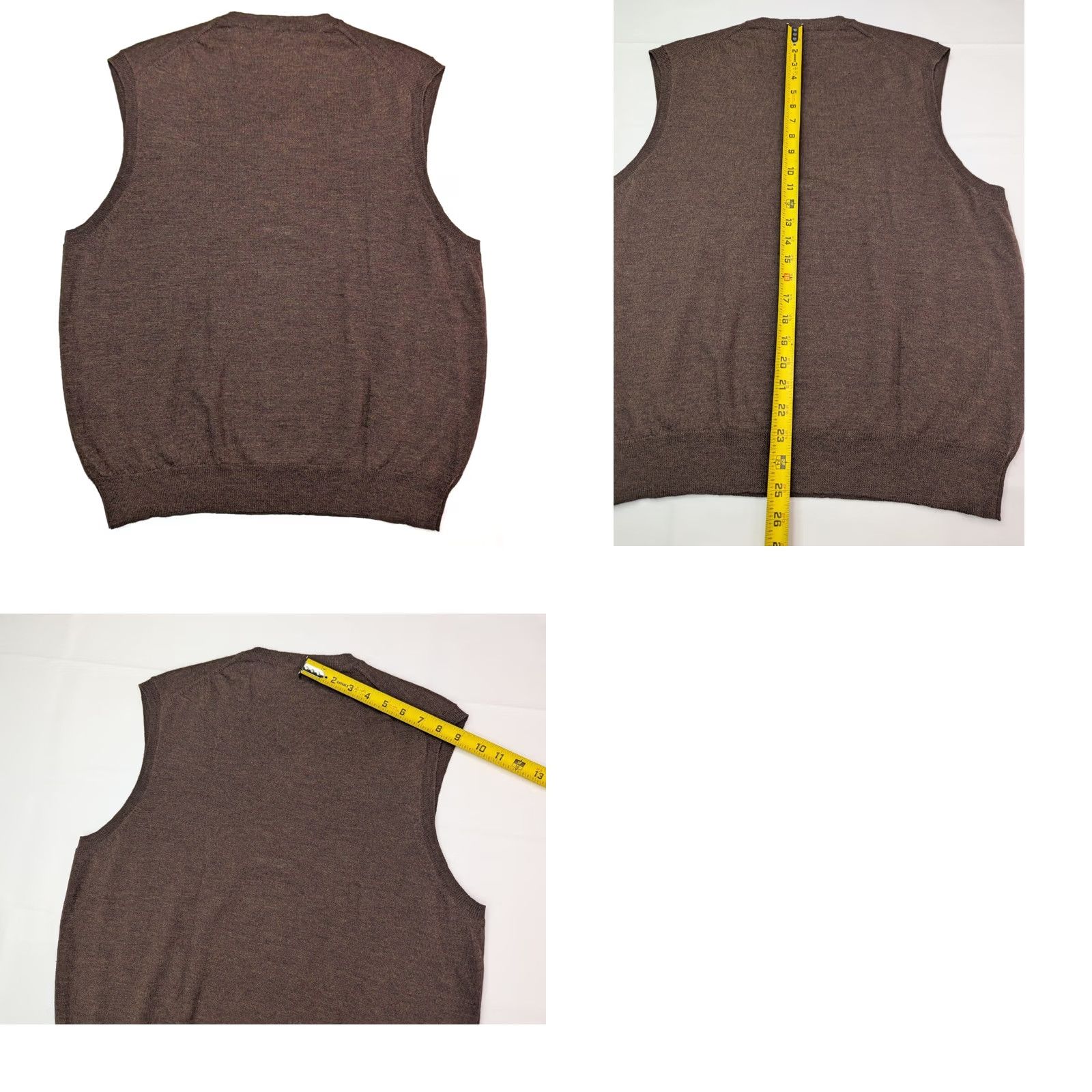 Club Room Club Room Merino Wool Knit Vest Men L Brown Lightweight V-Neck Sweater Size US L / EU 52-54 / 3 - 8 Thumbnail