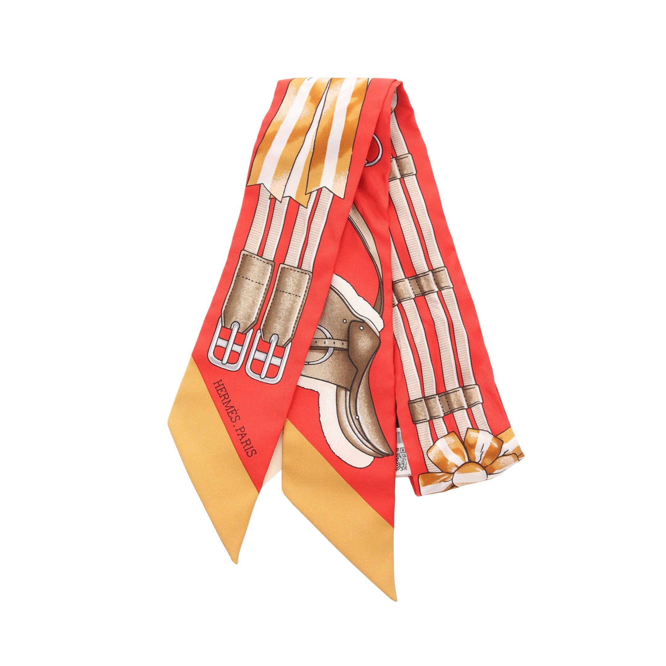 Hermes Hermes Twilly Jumping Ribbon Scarf Silk Red Multicolor Size ONE SIZE - 1 Thumbnail