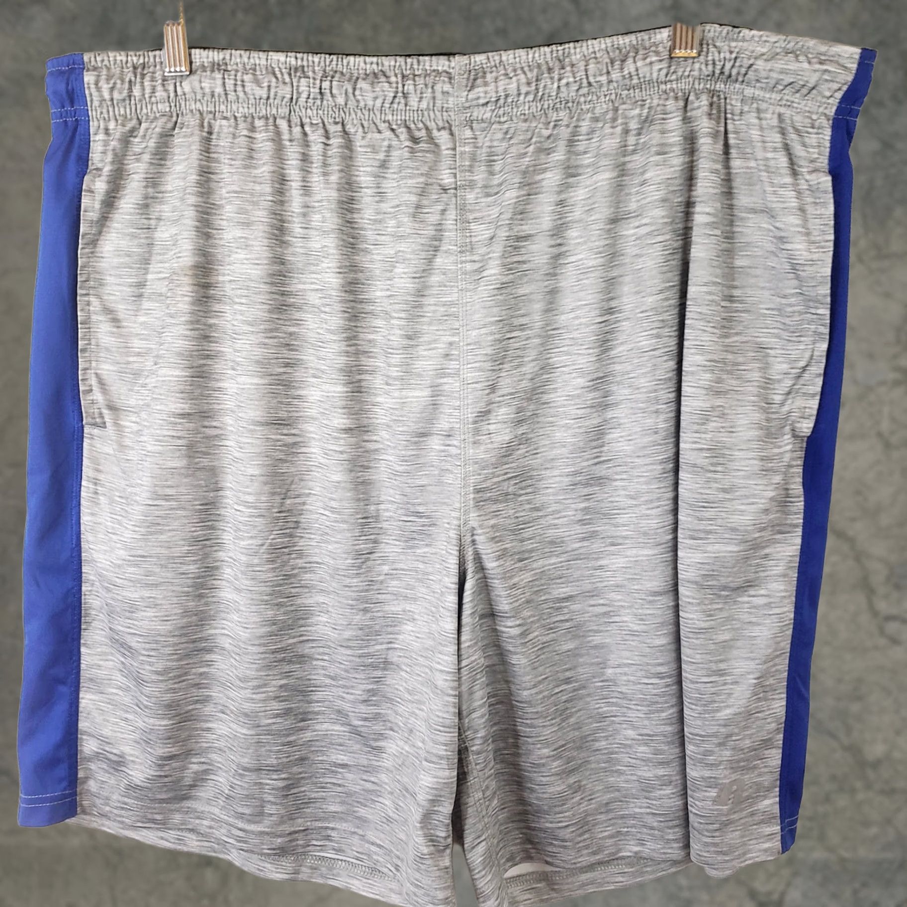 Russell Athletic Russell Athletic Shorts Mens 2XL Gray Blue Stripe Men Drawstring Elastic Waist Pockets Size US 39 - 1 Thumbnail
