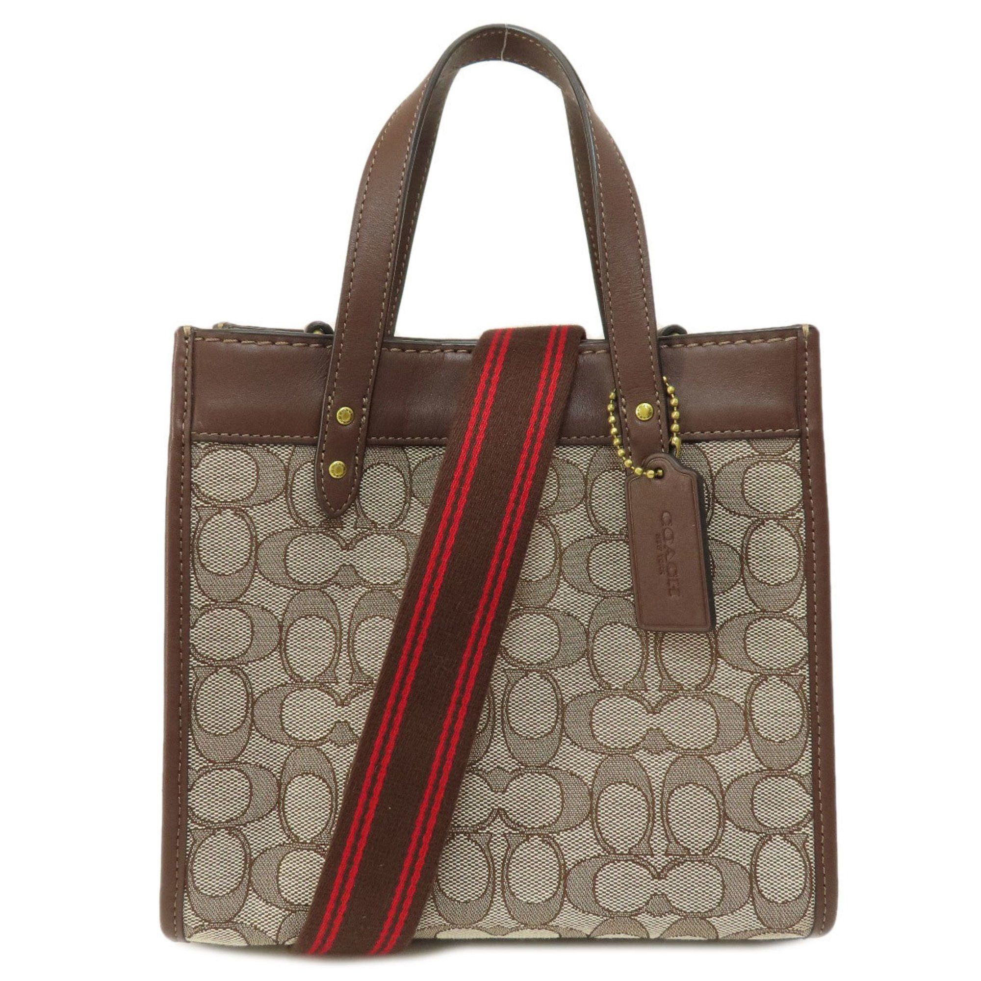 image of Coach C3865 Field Tote 22 Signature Handbag Canvas/leather Women's Coach in Brown