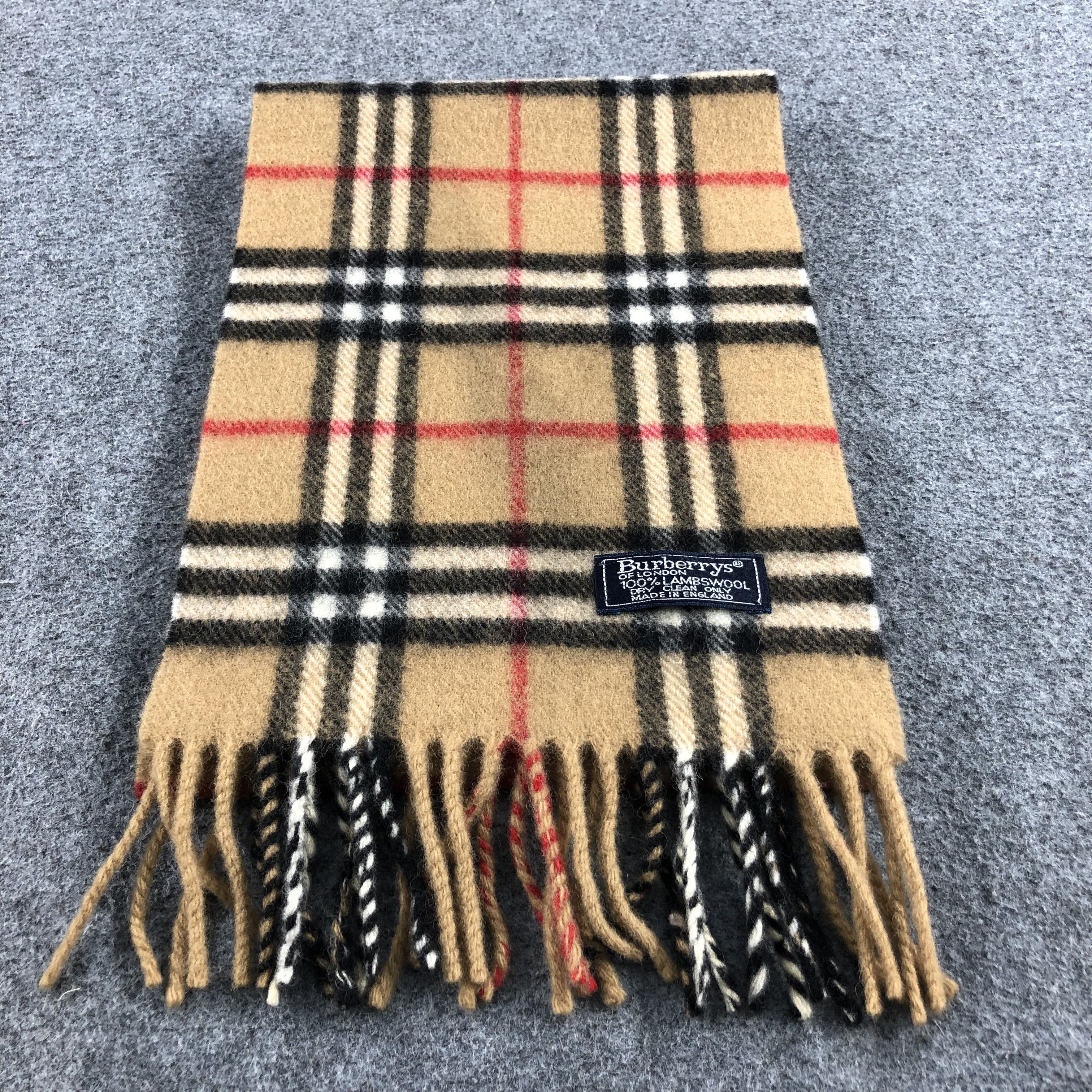 Burberry Burberrys Nova Check Tan Wool Scarf Muffler V792 Size ONE SIZE - 2 Thumbnail