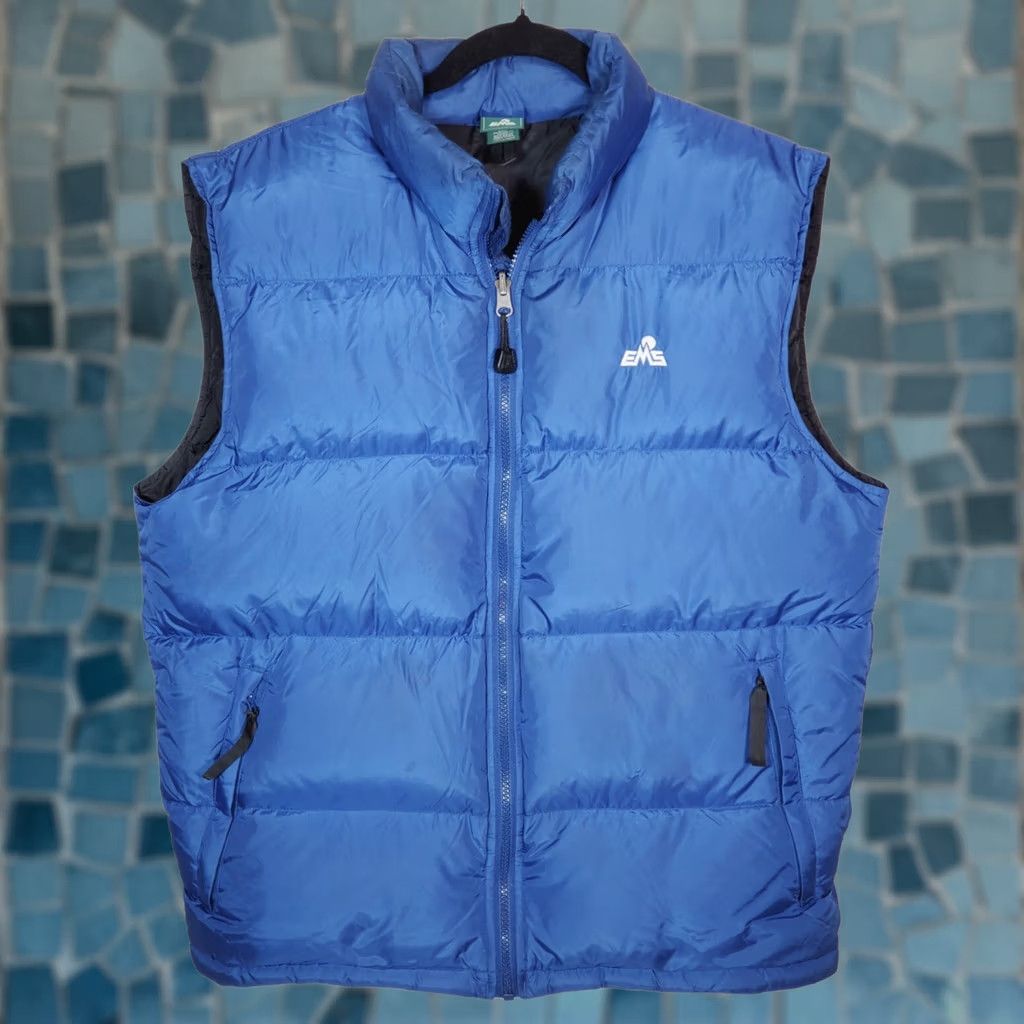 Eastern Mountain Sports EMS Goose Down Puffer Vest Cobalt Blue Packable Men's M Lightweight Insulated Stand-Up Collar Zipper Pocketed Wool? Size US M / EU 48-50 / 2 - 1 Thumbnail
