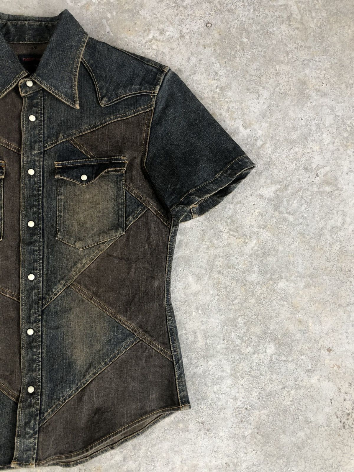 Hysteric Glamour Japanese Modern Lovers Shirt Distressed Denim Patchwork Size US M / EU 48-50 / 2 - 4 Thumbnail