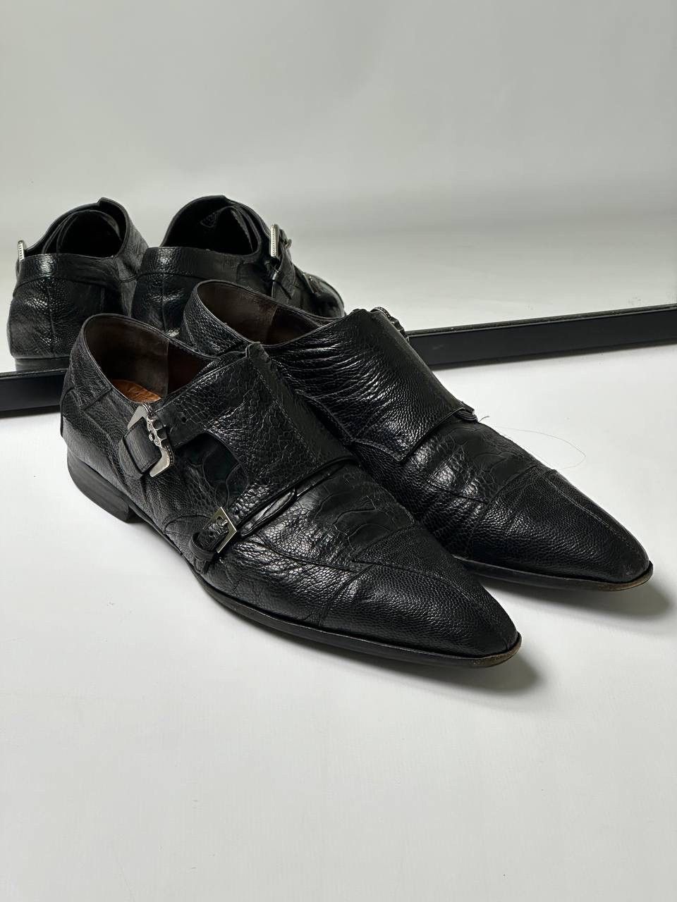 Cesare Paciotti Black Embossed Reptile Texture Vintage Shoes