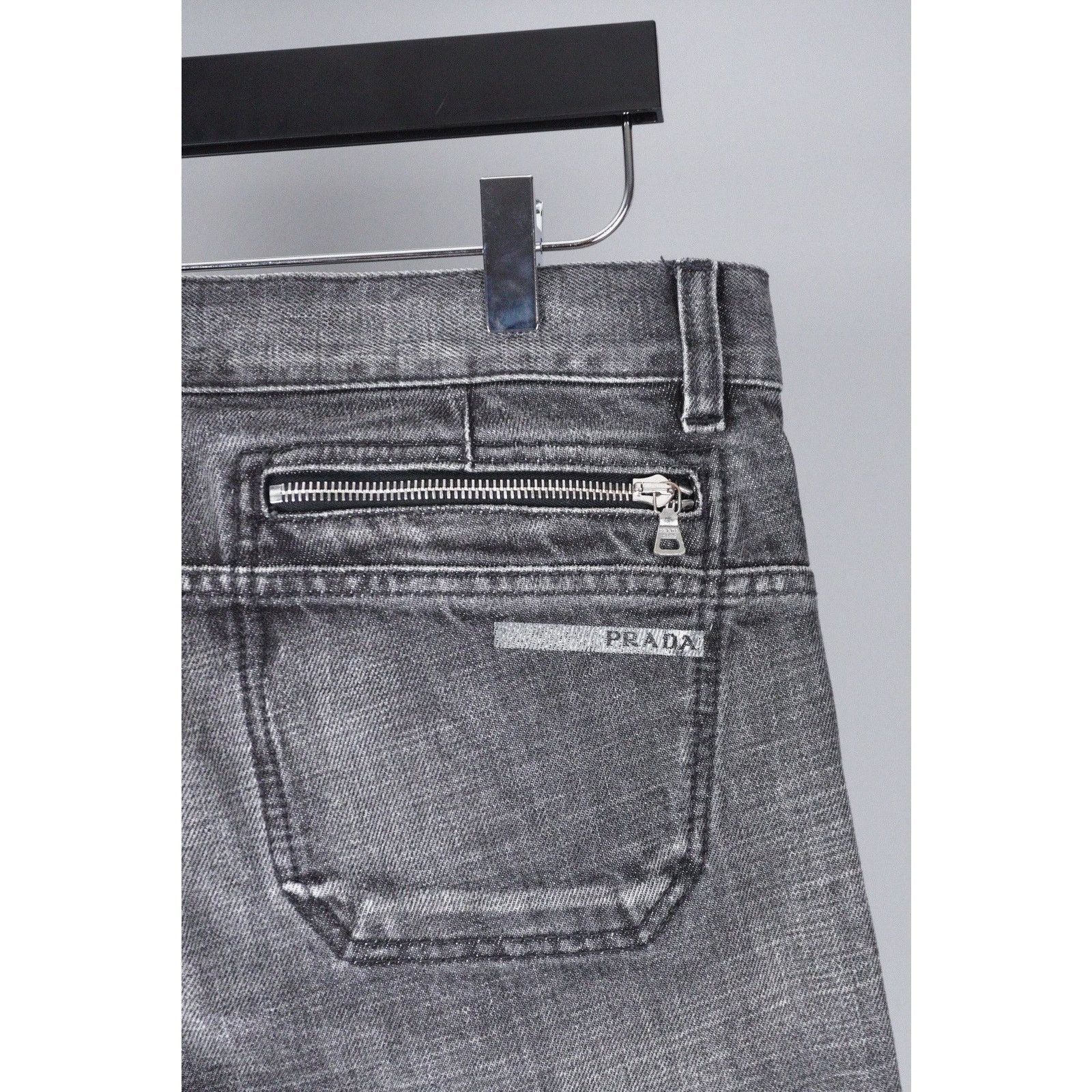Prada Prada 2009 vintage washed grey riri zip logo jeans pants Size US 33 - 5 Thumbnail