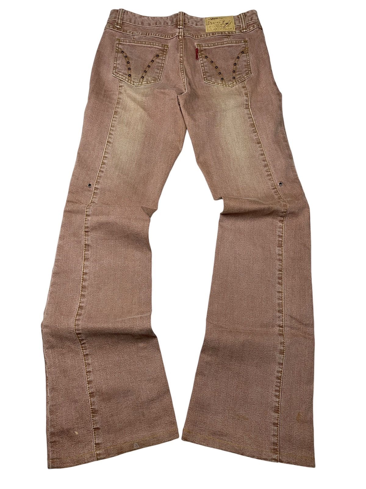 If Six Was Nine 2000's Lyon Deux Flared Studded Mudwash Jeans Size US 27 - 2 Thumbnail