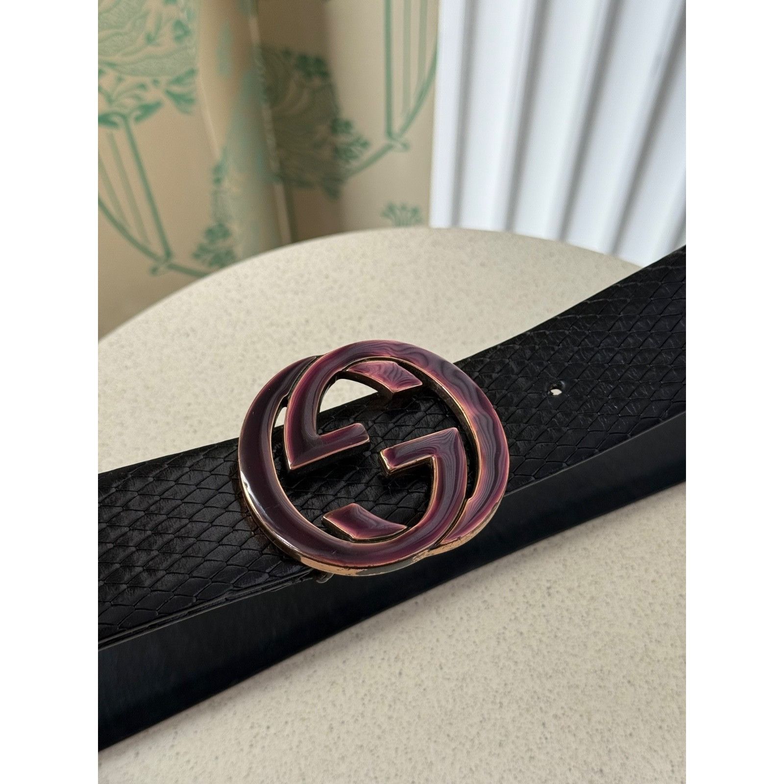 Gucci Gucci Tom Ford Era Python Embossed Black Leather Belt 80/32 Size ONE SIZE - 9 Thumbnail