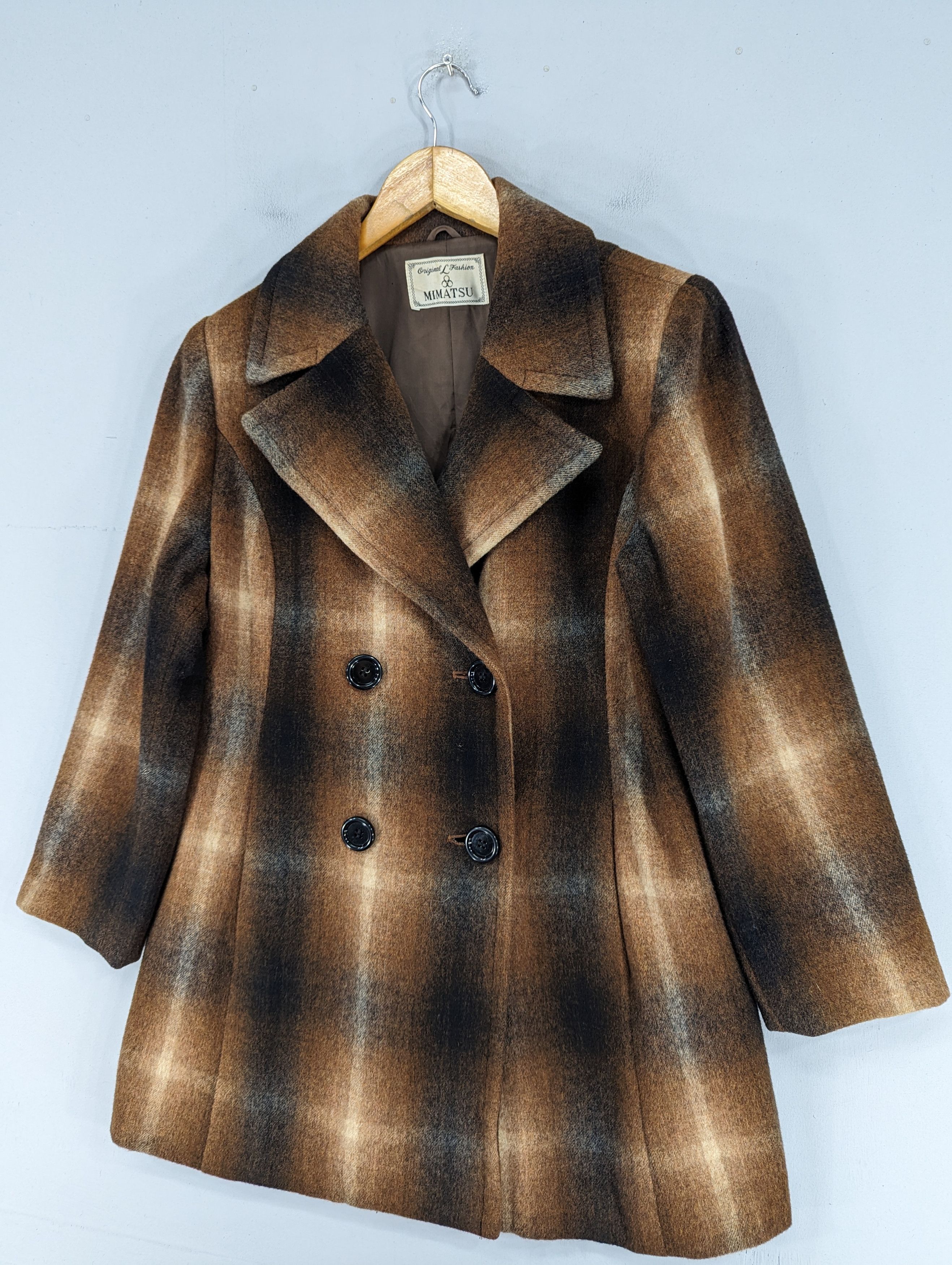 Japanese Brand 🔥Mimatsu Japanese Brand Shadow Plaid Double Breasted Jacket Size M / US 6-8 / IT 42-44 - 3 Thumbnail