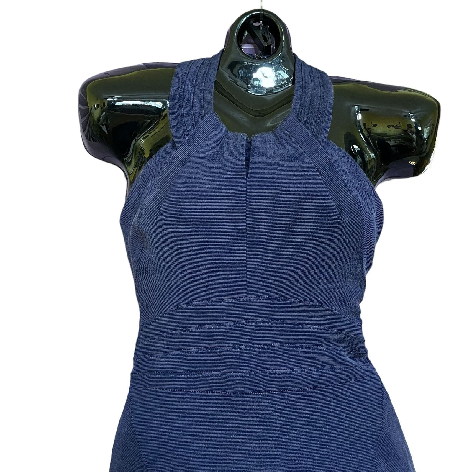 Zac Posen Zac Posen Navy Blue Halter-Neck Sheath Midi Mermaid Dress Size S / US 4 / IT 40 - 10 Thumbnail