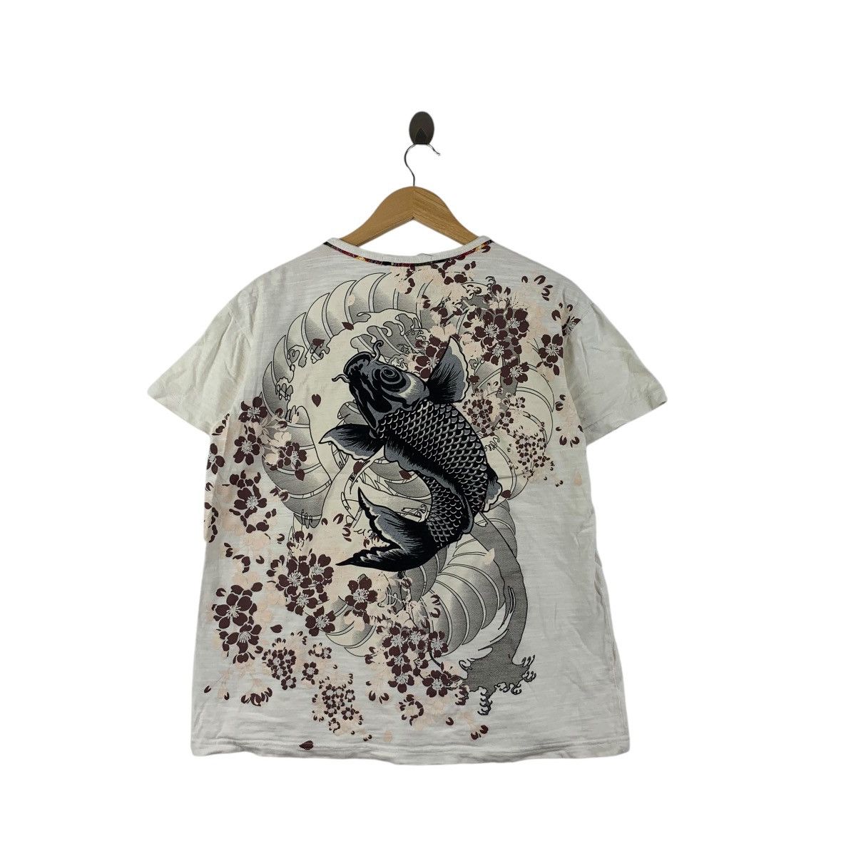 Vintage Vintage JAPAN TRADITIONAL KARAKURI Koi Motion Tee Shirt Size L / US 10 / IT 46 - 5 Thumbnail