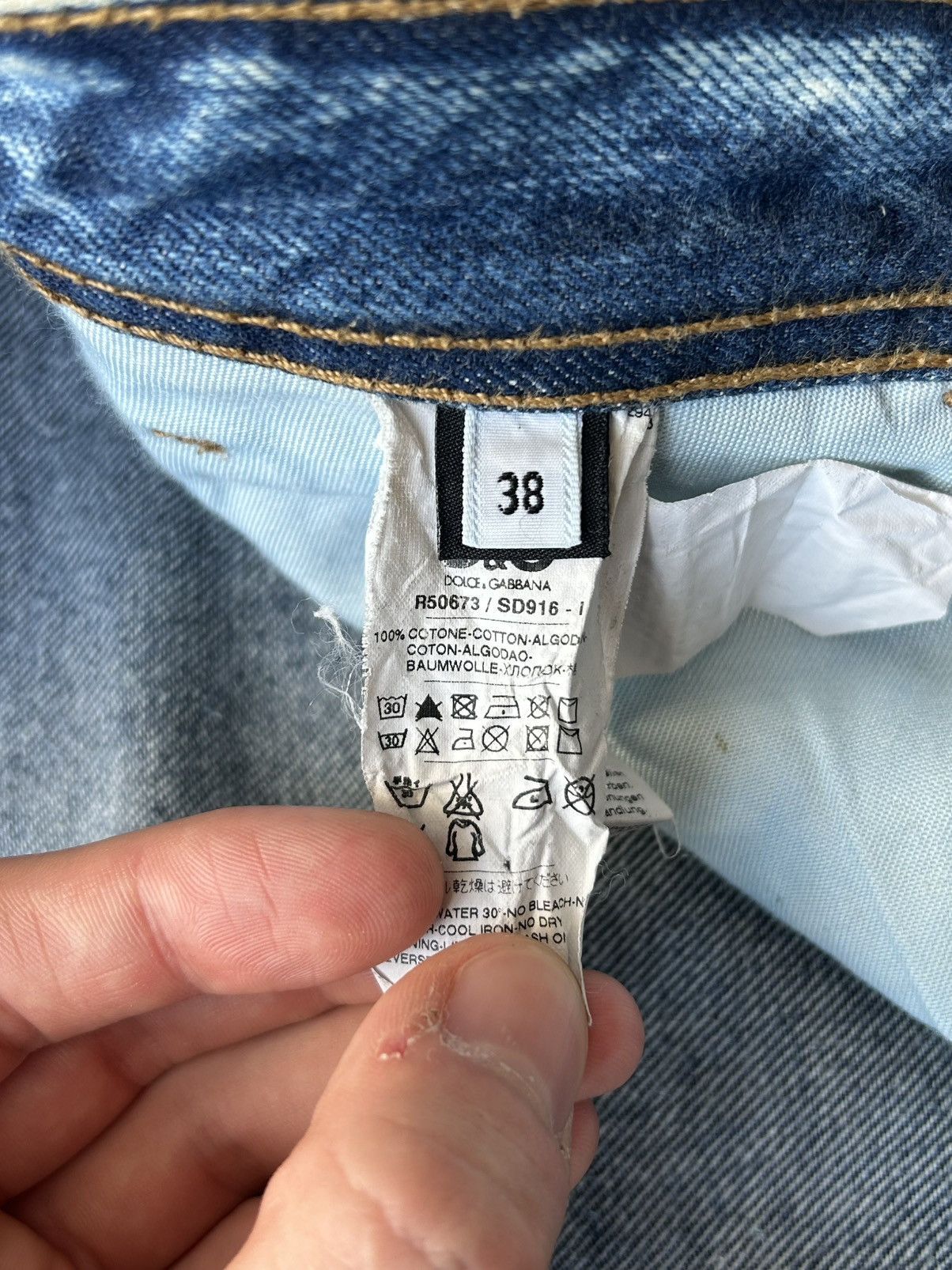Dolce & Gabbana Vintage 00s Dolce & Gabbana Distressed Faded Denim Jeans Size US 34 / EU 50 - 12 Thumbnail