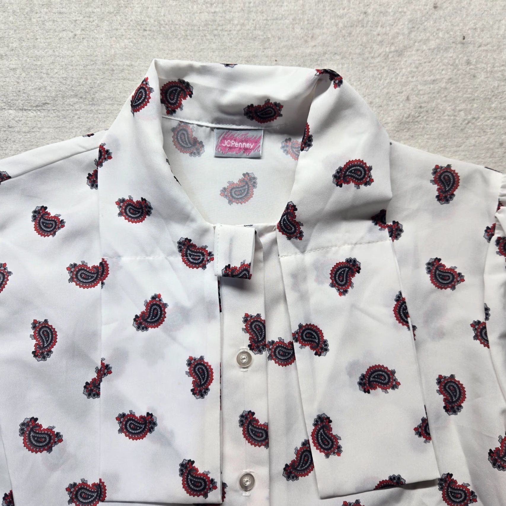 Vintage JCP White Paisley Button Up Shirt Top Blouse Long Sleeve Adult Women's M Medium Shirt Size M / US 6-8 / IT 42-44 - 2 Thumbnail