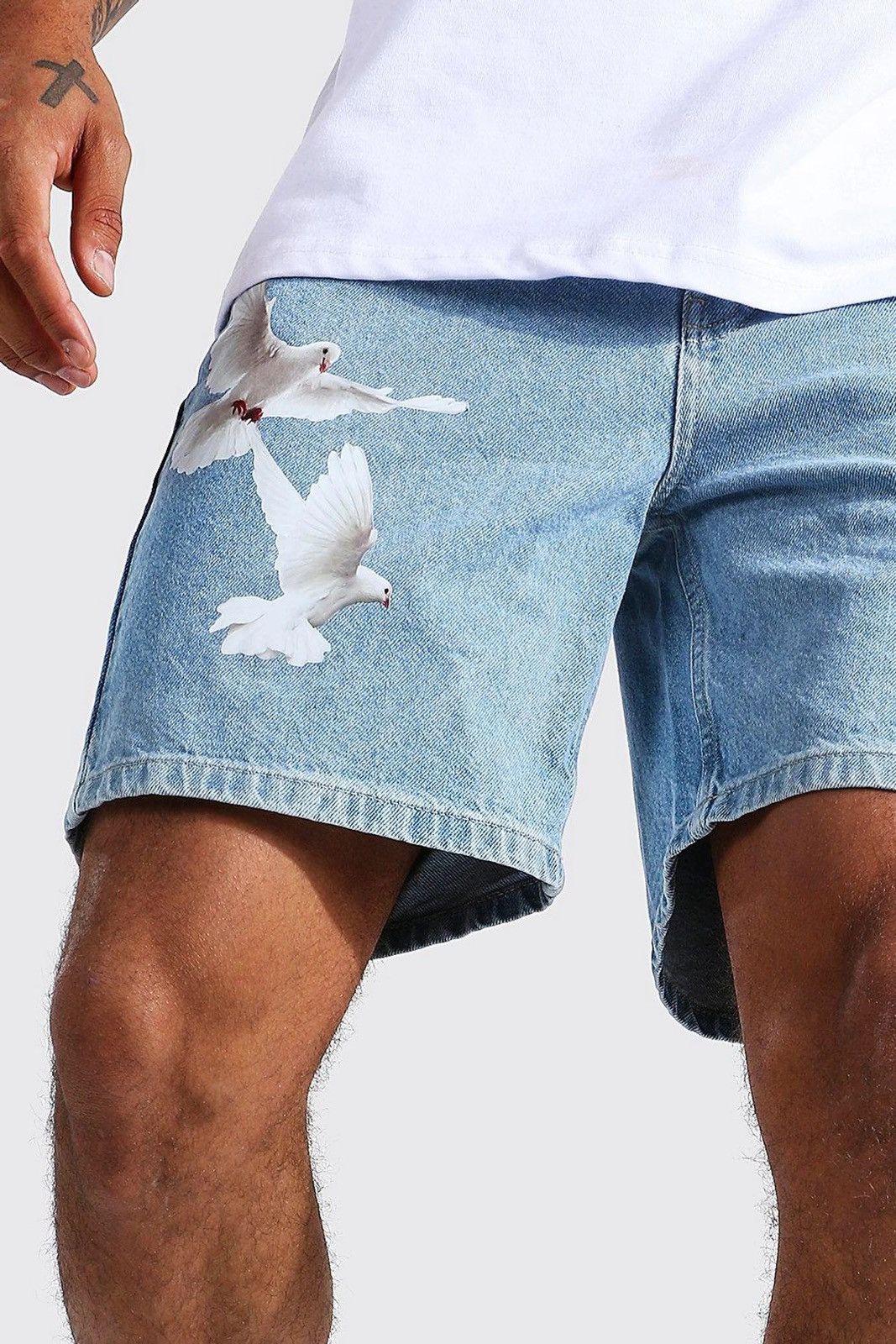 Boohoo Dove Design Streetwear Denim Jorts Streetwear Size US 32 / EU 48 - 8 Thumbnail