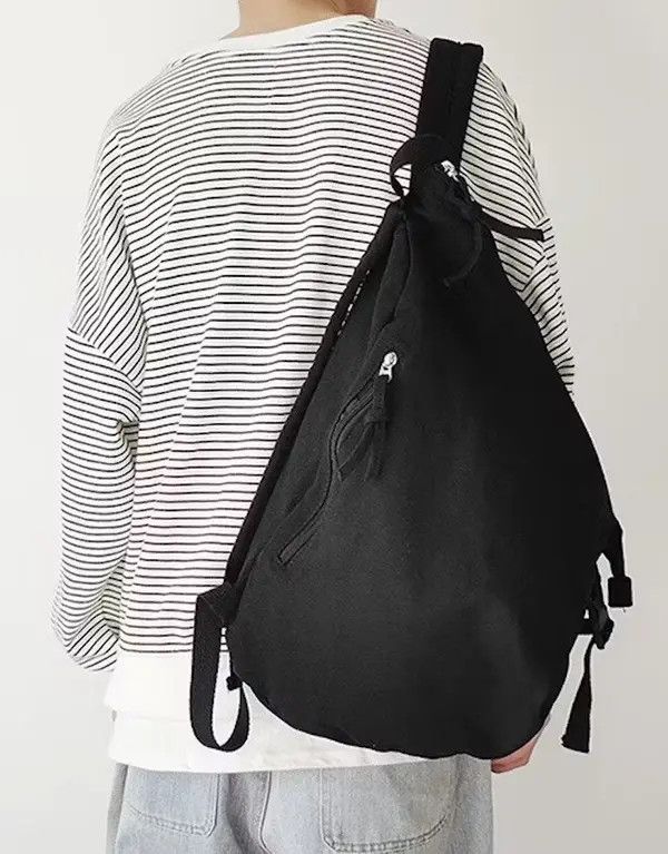 Japanese Brand Retro y2k irregular canvas backpack aesthetic Size ONE SIZE - 3 Thumbnail