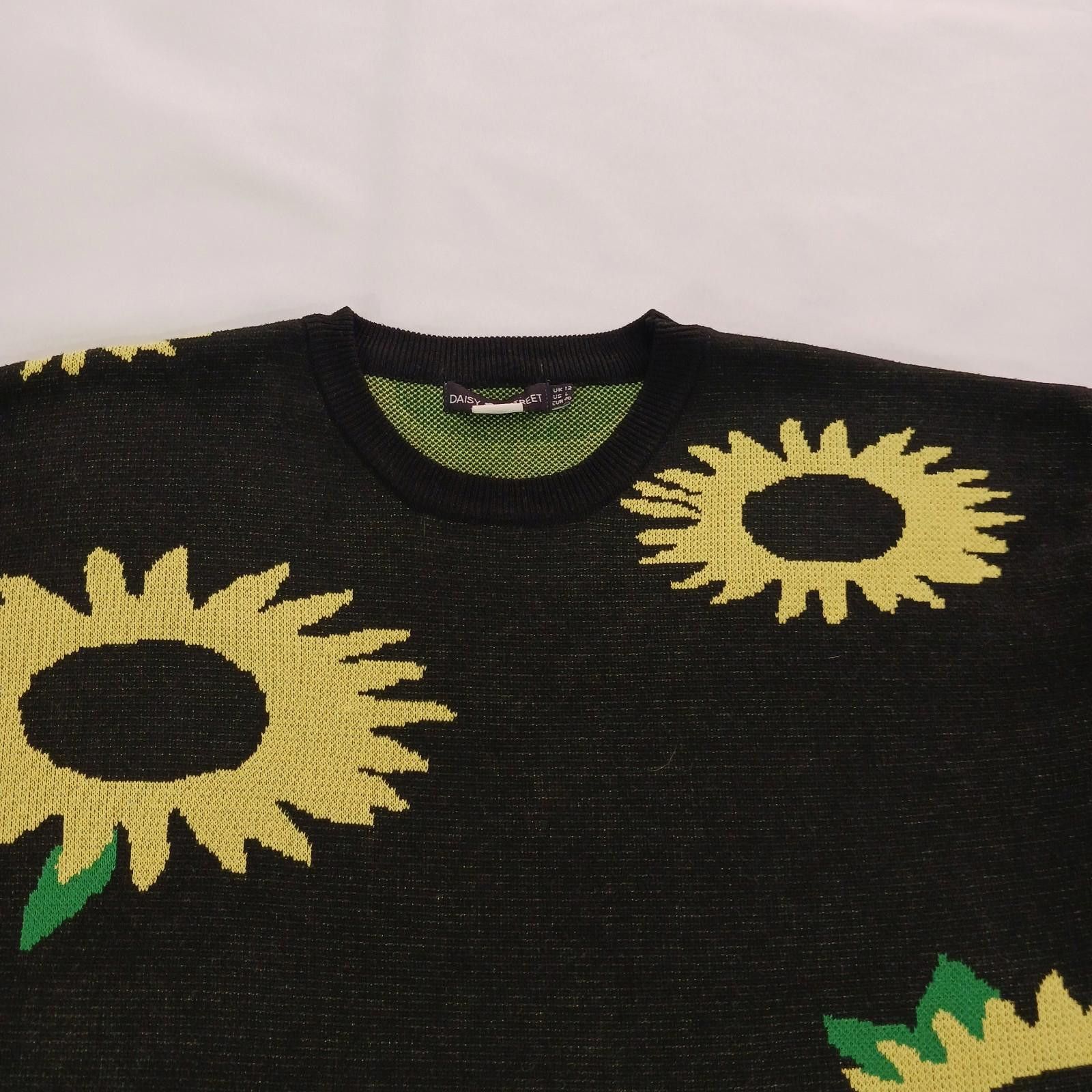 Designer Daisy Street Sweater Womens Black/Yellow Sunflower Sweater L Size L / US 10 / IT 46 - 9 Thumbnail