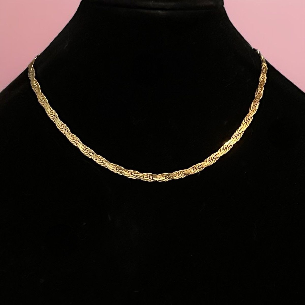 Vintage Vintage gold tone flat fancy herringbone chain necklace Size ONE SIZE - 1 Thumbnail