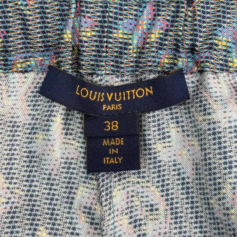 Louis Vuitton Louis Vuitton Colorful grey silk trousers with full logo pa Size US 38 / EU 54 - 5 Thumbnail