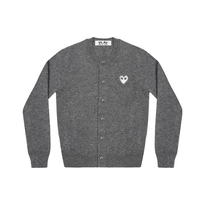 Comme des Garcons Comme des Garcons Play Gray Long Sleeve Cardigan 0079 Size L / US 10 / IT 46 - 1 Thumbnail