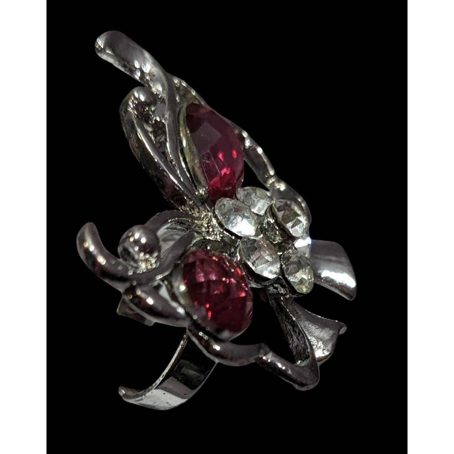 Other Fairycore Butterfly Pink And Silver Tone Gemmed Ring Size 6 Size ONE SIZE - 4 Thumbnail