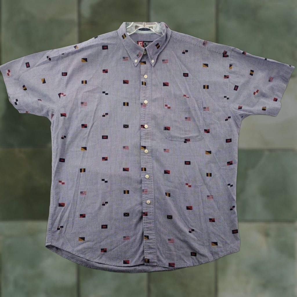 Chaps VINTAGE Chaps Ralph Lauren Shirt Men's Blue Large Flags All Over Button Up 90s Size US L / EU 52-54 / 3 - 1 Thumbnail