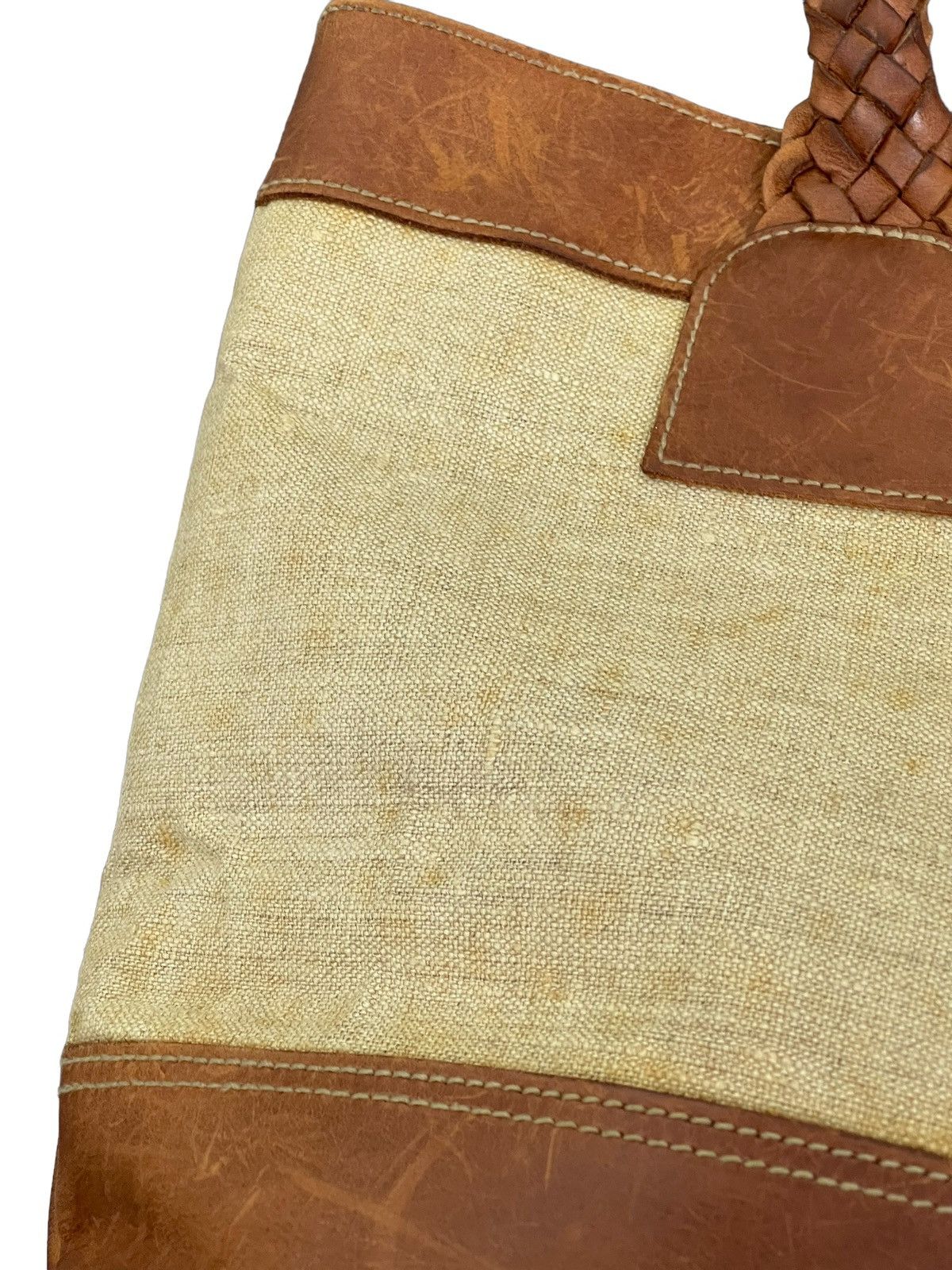 Ralph Lauren Leather Woven Cotton Vtg Ralph Lauren Tote Bag 4🟩 Size ONE SIZE - 11 Thumbnail