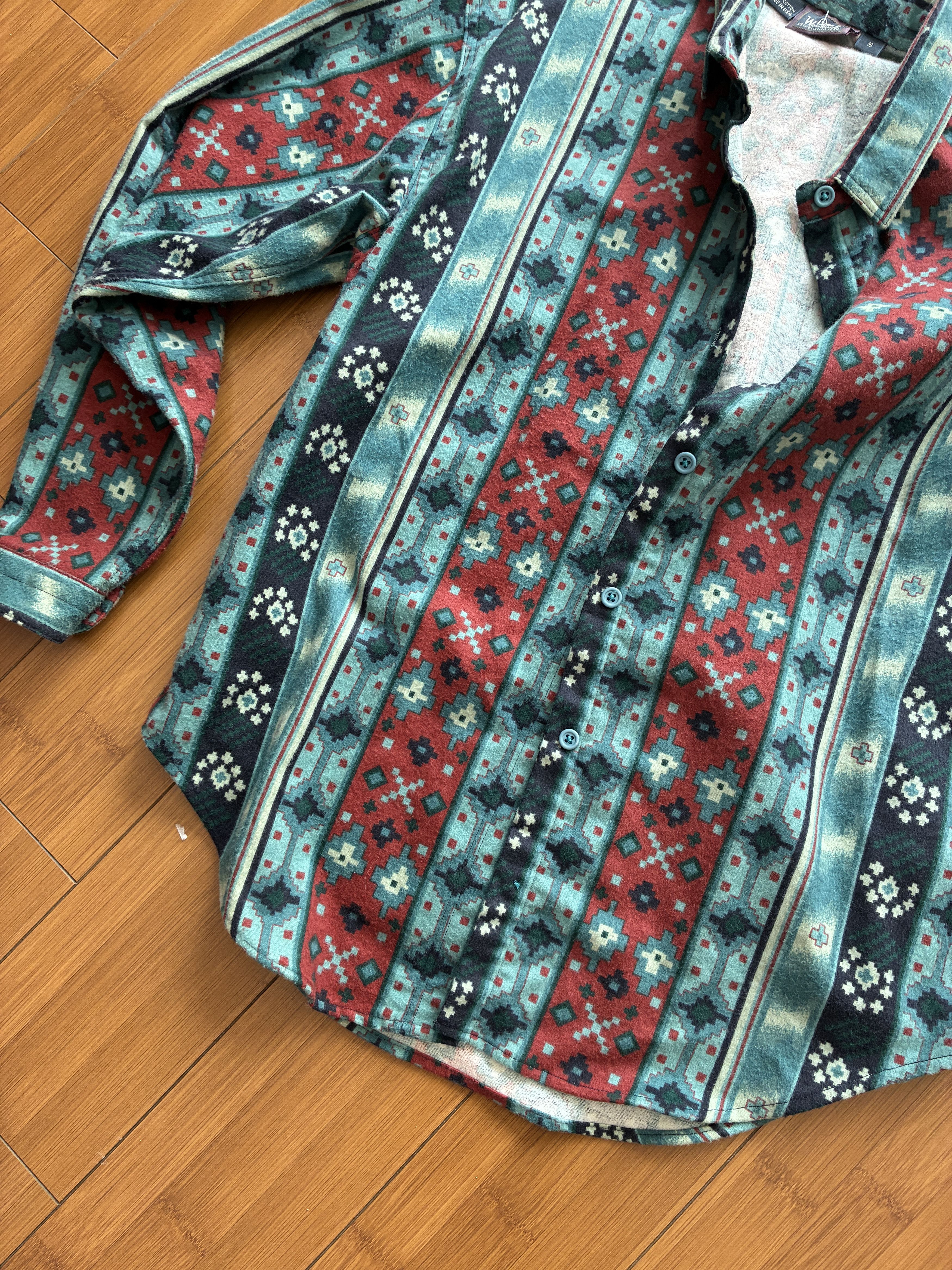 Woolrich Woolen Mills Woolrich Shirt Aztec Flannel Vintage 90s Men’s Small Size US S / EU 44-46 / 1 - 2 Thumbnail