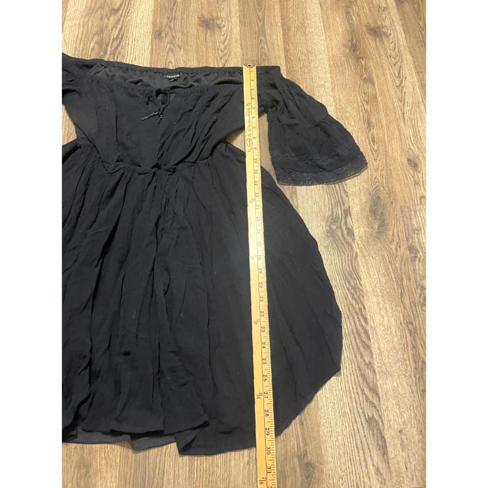 Torrid Torrid Dress Women’s 10 Black Off the Shoulder Flared Sleeve Knee Length Casual Modern Fit & Flare Size L / US 10 / IT 46 - 7 Thumbnail