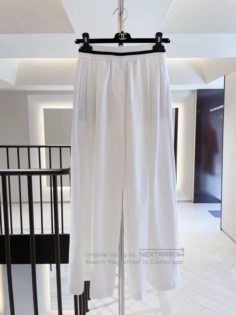 Brunello Cucinelli Brunello Cucinelli size XXS White Wide Leg Sports Pants Size 42" / US 20 - 1 Thumbnail