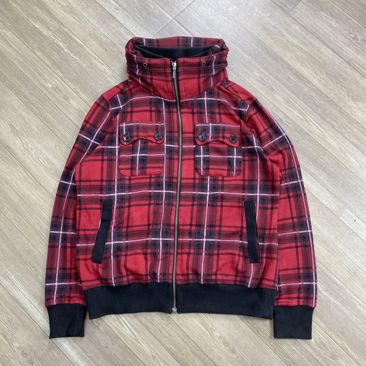 Le Grande Bleu (L.G.B.) 2000s Splendid Plaid Skulls Punk Rock Lgb Zip Fur Hoodie Y2K Size US M / EU 48-50 / 2 - 2 Thumbnail
