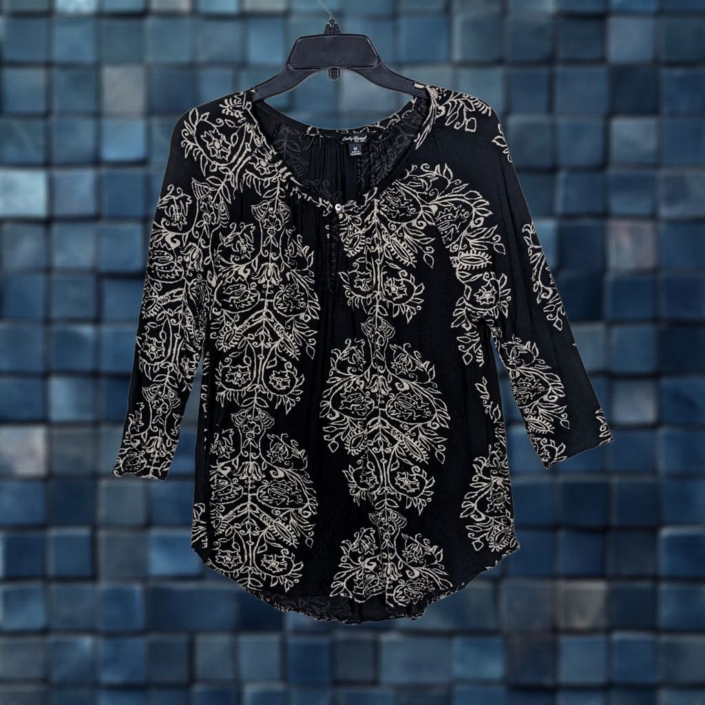 Lucky Brand Lucky Brand Women's pull-over 3/4 Sleeve floral V-Neck Top M Multicolor Printed Shirt Casual All Seasons Seasonal Colorful 90s Variant Size M / US 6-8 / IT 42-44 - 1 Thumbnail