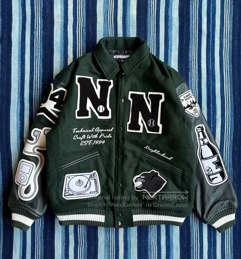 Neighborhood Neighborhood Wool Leather Sleeve Baseball Jacket Size US L / EU 52-54 / 3 - 1 Thumbnail