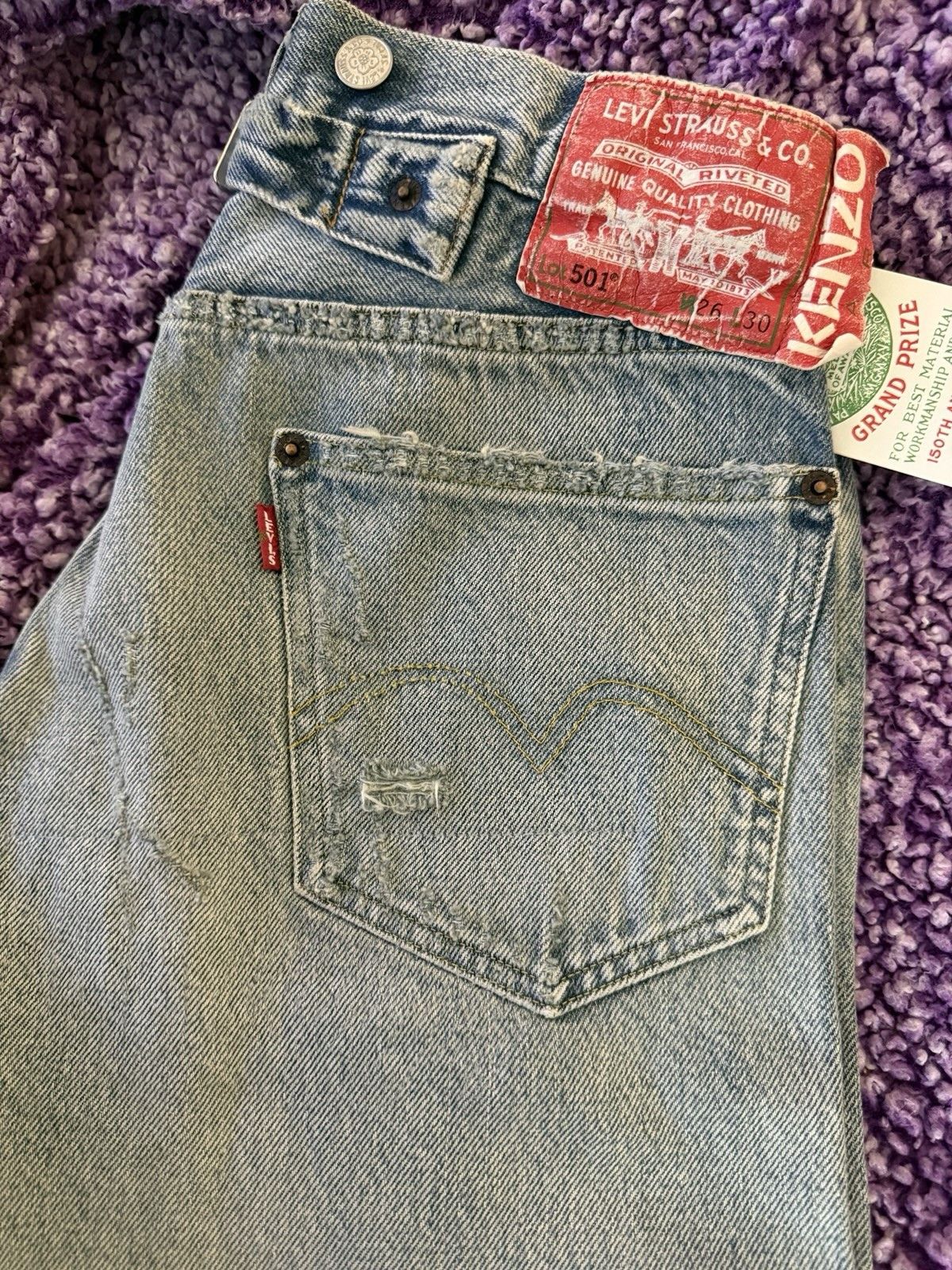 Kenzo × Levi's 501 1933 Distressed Jeans Stone BI Dirty Blue Denim Size 26 Size US 26 / EU 42 - 12 Thumbnail