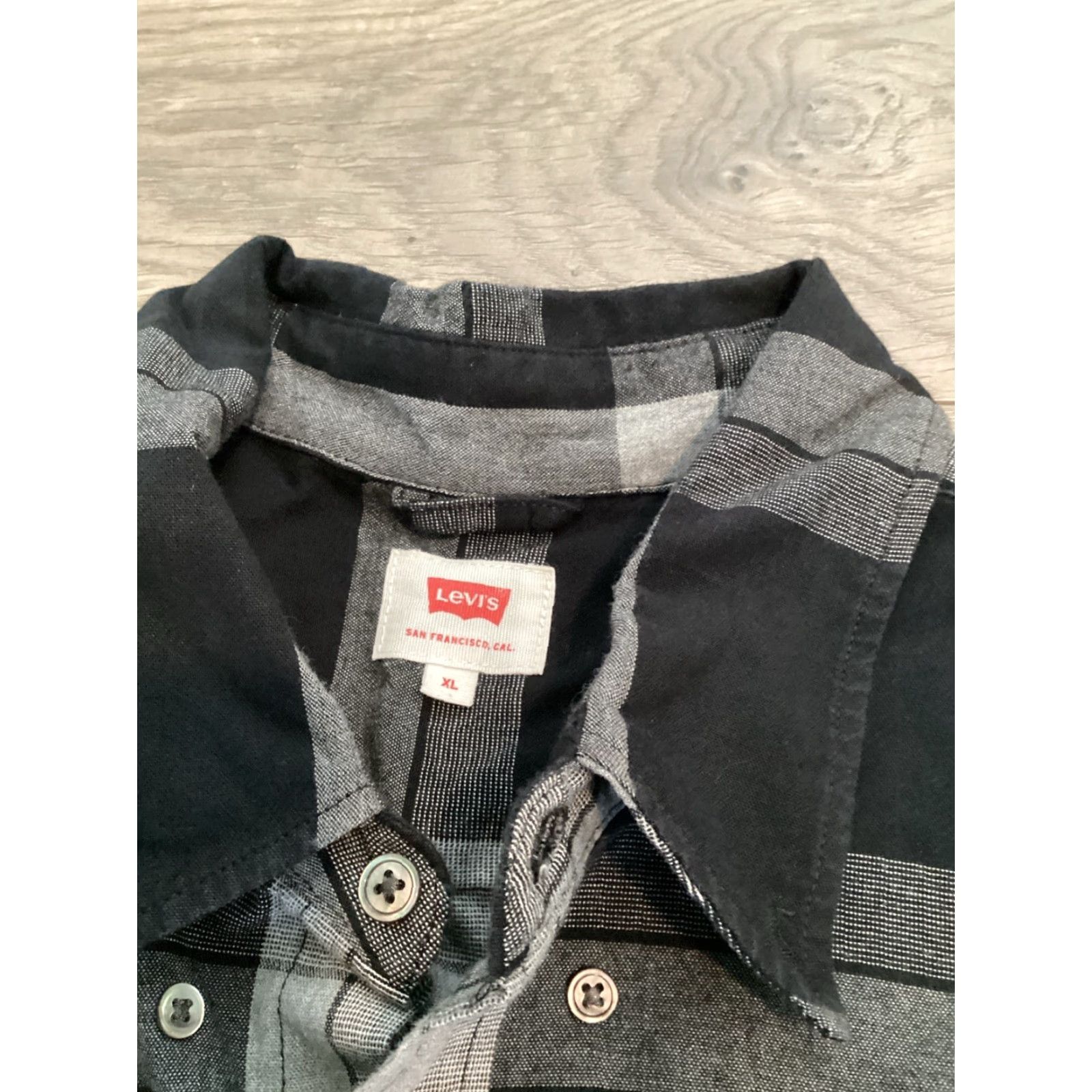 Levi's LEVIS Buffalo Plaid Button-Up Shirt XL Mens Black Gray White Long Sleeve Size US XL / EU 56 / 4 - 3 Thumbnail