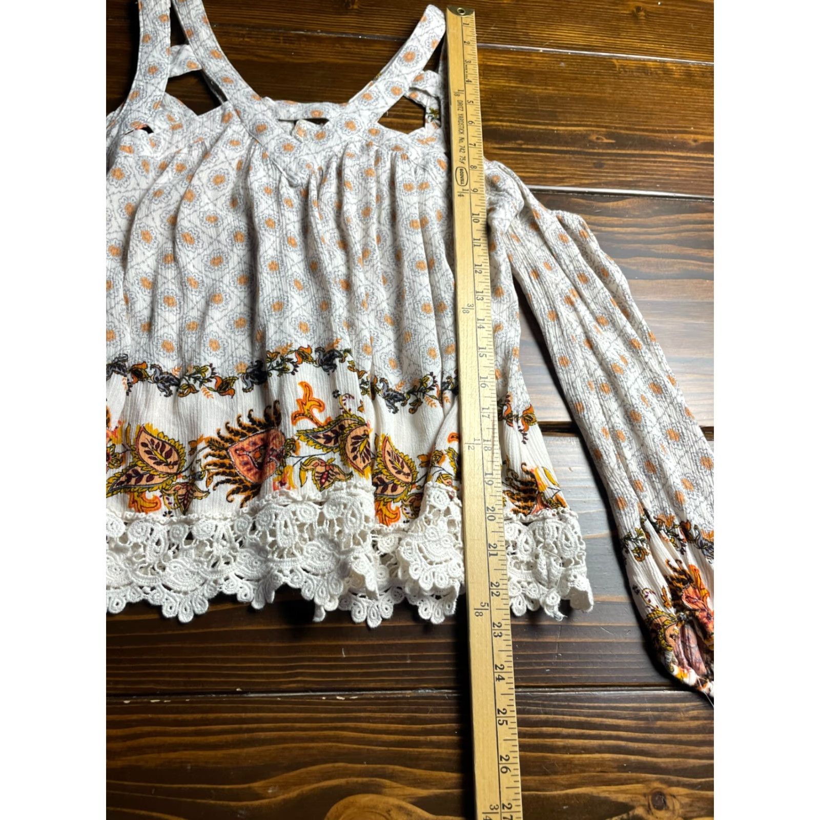 Vintage Skylar & Jade Shirt Women Small Orange Lace Cold Shoulder Shirt Size S / US 4 / IT 40 - 7 Thumbnail