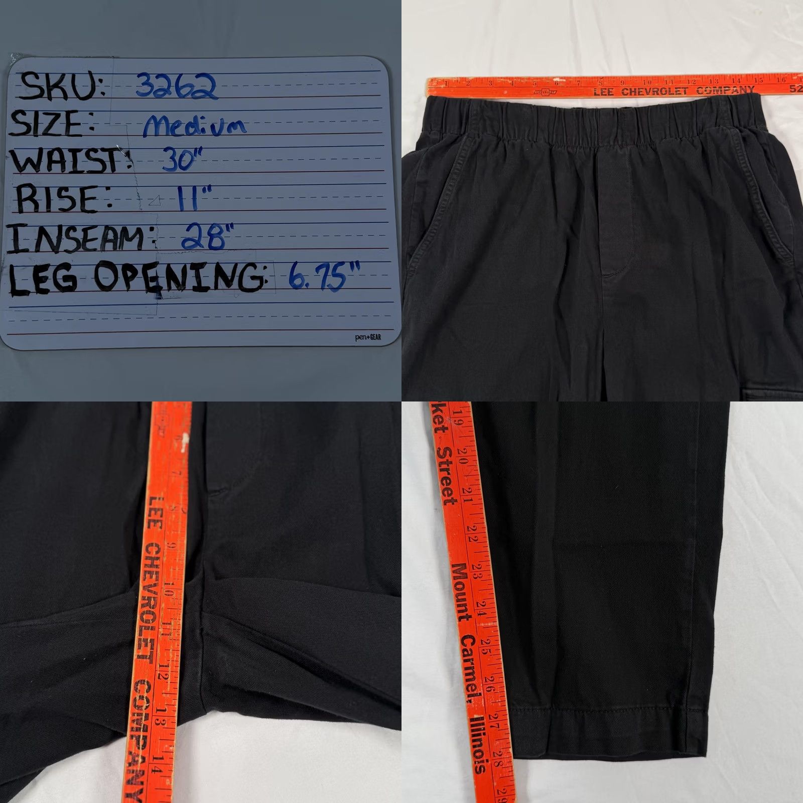 Gap Gap Cargo Pants Black Twill Elastic Waist Relaxed Straight Leg M Womens 30in Inseam 28in 90s Grunge Utilitarian Casual Workwear Style: S/541219-03 Size 32" / US 10 / IT 46 - 8 Thumbnail