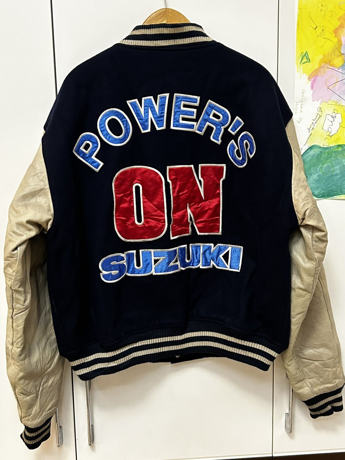 Japanese Brand Vintage Suzuki motor company leather/wool varsity jacket Size US L / EU 52-54 / 3 - 3 Thumbnail