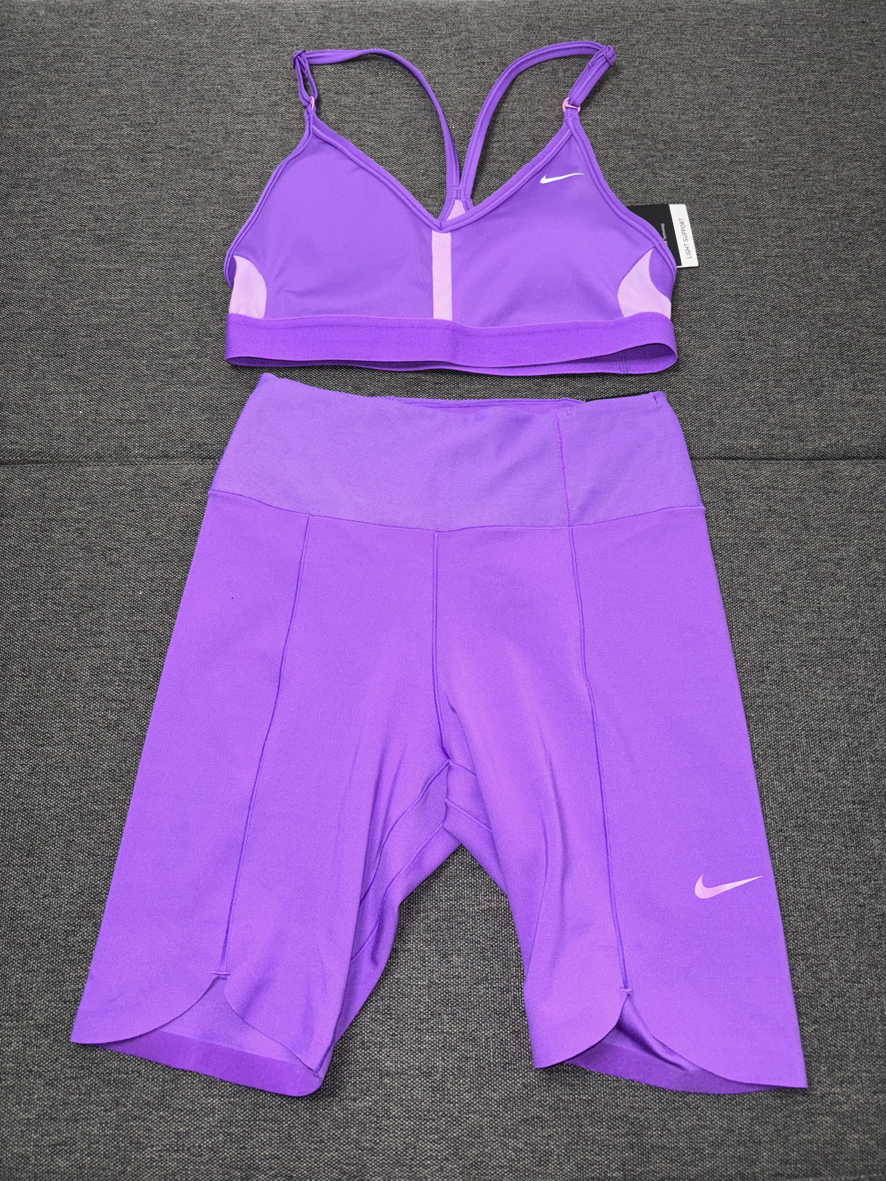 Nike Nike Indy Bra and Dri-Fit Shorts Set Purple Size XS Size 22" - 2 Thumbnail