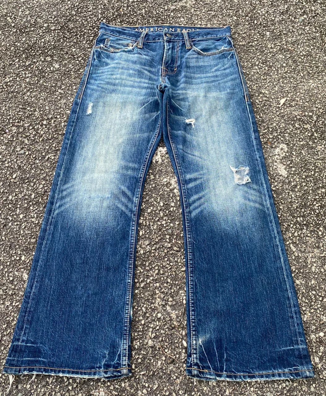 If Six Was Nine Vintage American Eagle Flared Distressed Denim Size US 31 - 1 Thumbnail
