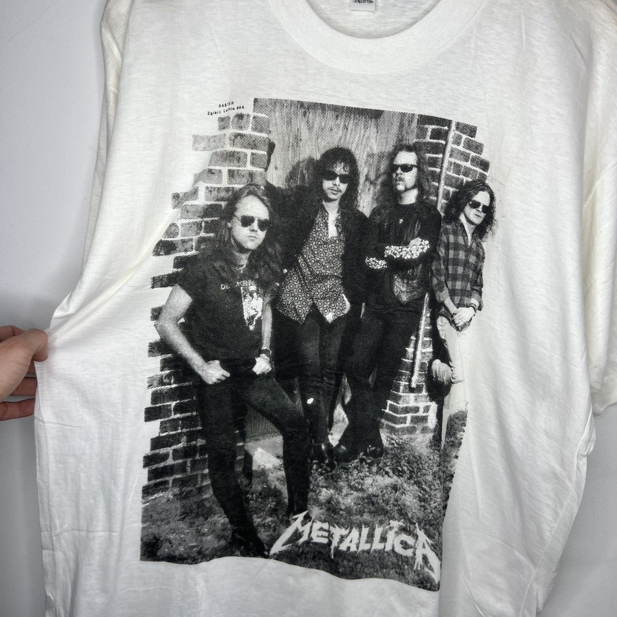 Band Tees × Metallica × Vintage Vintage 90s Single Stitch White Tshirt Metallica Full Print Size US L / EU 52-54 / 3 - 7 Thumbnail