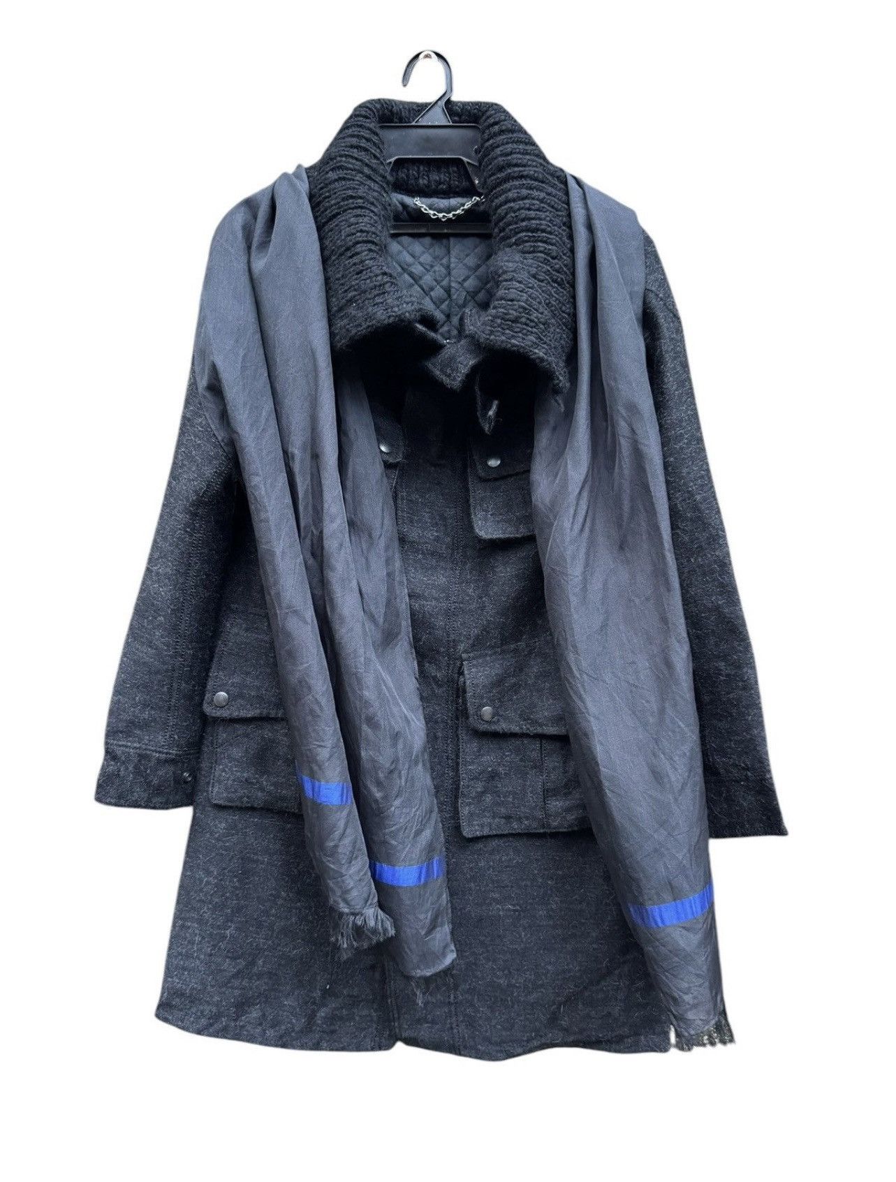 Designer × Maison MIHARA YASUHIRO Miharayasuhiro Quilted Wool Coat with Detachable Scarf Size US S / EU 44-46 / 1 - 3 Thumbnail