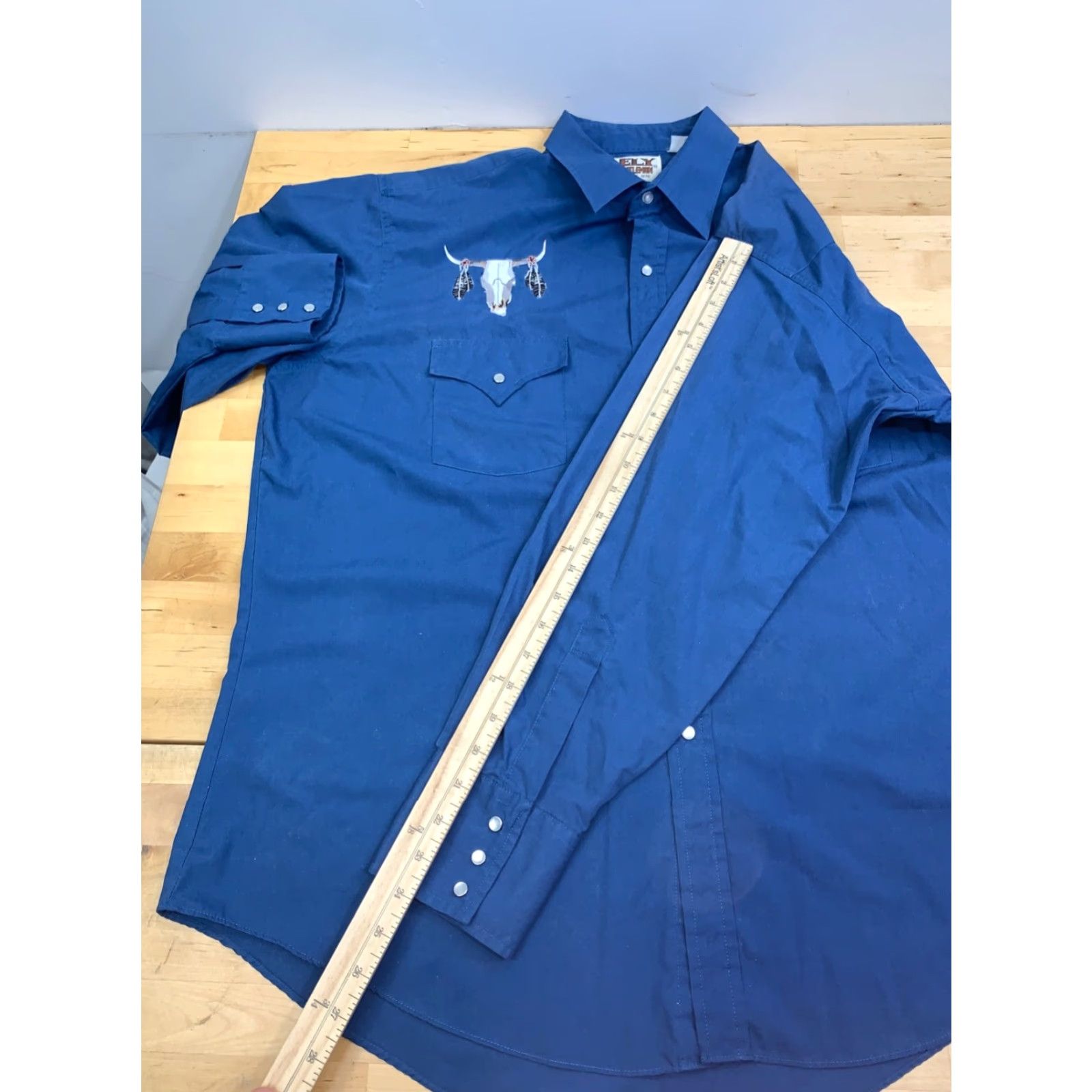 Vintage Ely Cattleman Pearl Snap Button Up Shirt Mens XL Blue Western Gaucho 12678 Size US XL / EU 56 / 4 - 6 Thumbnail