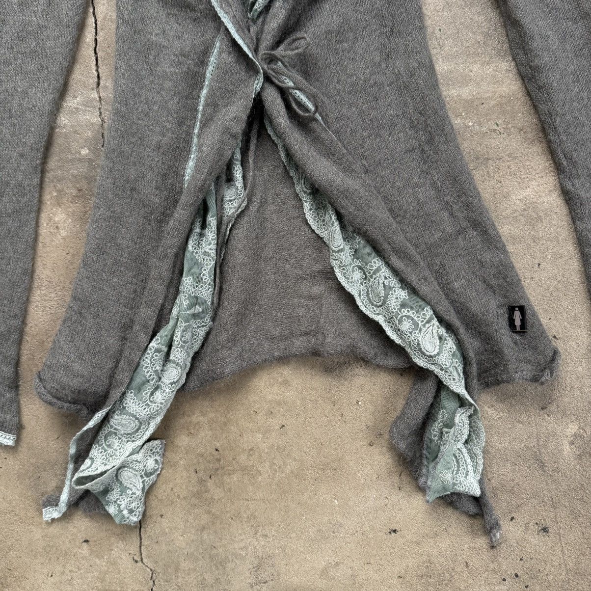 Japanese Brand IAM Mohair Grey Paisley Cardigan Size S / US 4 / IT 40 - 2 Thumbnail