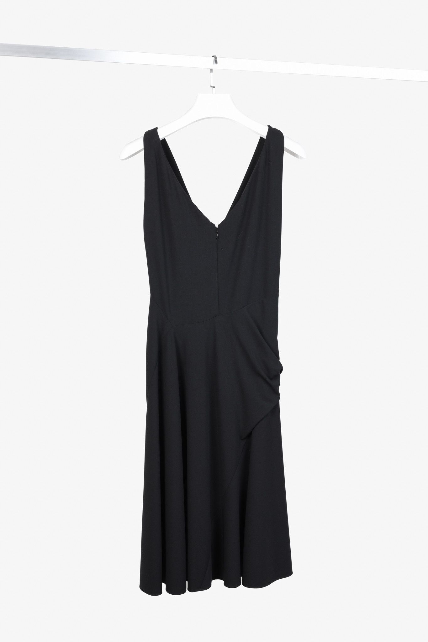 Donna Karan Donna Karan Black Drape Front Wool Dress Size M / US 6-8 / IT 42-44 - 2 Thumbnail