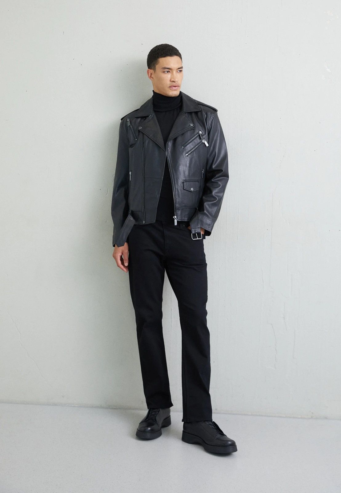 Leather !DS! AW22 Studio ID Biker Black Leather Jacket Size US M / EU 48-50 / 2 - 1 Thumbnail