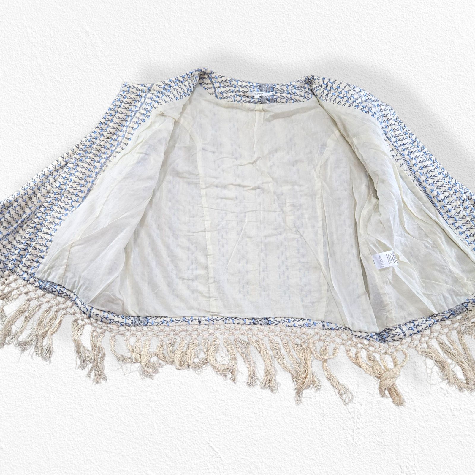 Other Tularosa Blue White Boho Fringe Blazer Size Medium Size M / US 6-8 / IT 42-44 - 10 Thumbnail