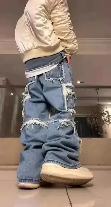 Japanese Brand High street ripped raw edge patchwork draped jeans Size US 30 / EU 46 - 5 Thumbnail