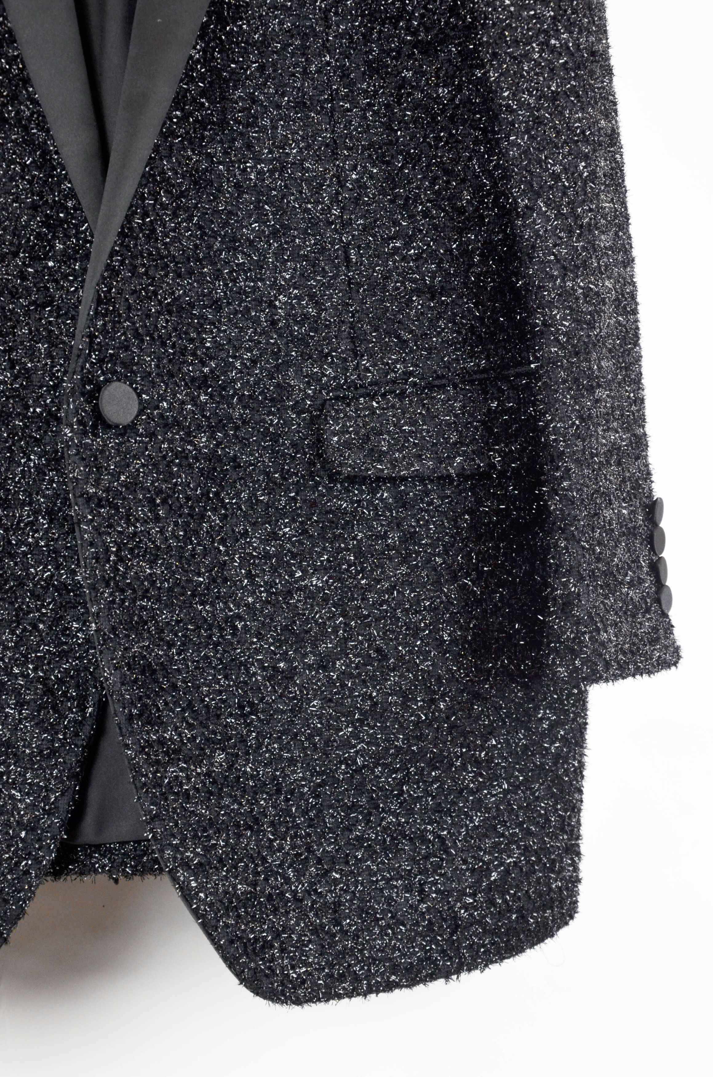 Saint Laurent Paris Saint Laurent Paris Black Sparkle Tuxedo Blazer – Size 46 Size 46R - 5 Thumbnail