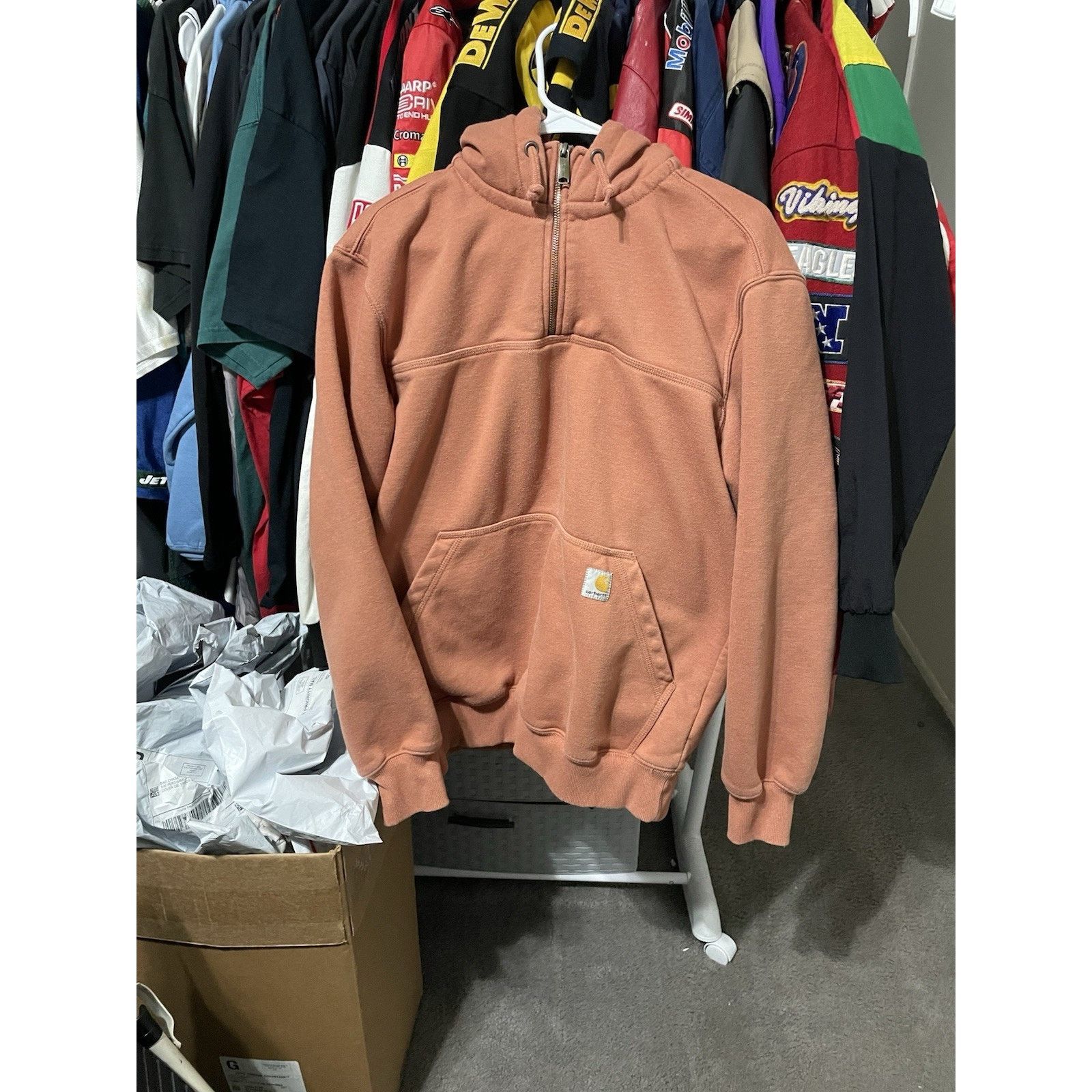 Carhartt Size M-Carhartt Rain Defender Hoodie 1/4 Zip Loose Fit coral Size US M / EU 48-50 / 2 - 1 Thumbnail
